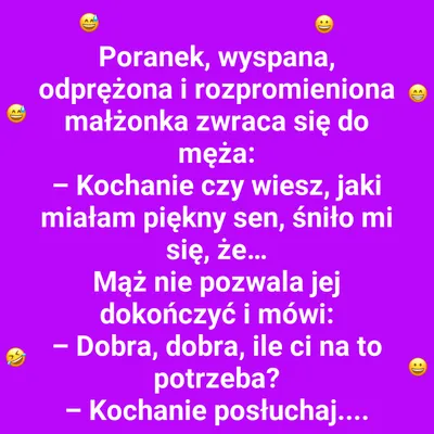 Rozpromieniona żona i sen pełen perłowych emocji
